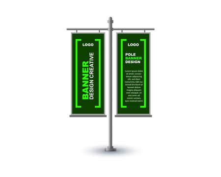 Pole Street Banner Template Design Green Advertisement Promotion Announcement Modern Vector Illustrationのイラスト素材