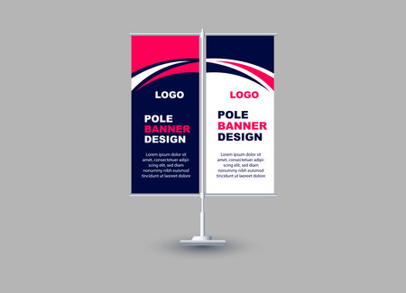 Pole Street Banner Design Template Blue And Pink Advertisement Promotion Announcement Modern Vector Illustrationのイラスト素材
