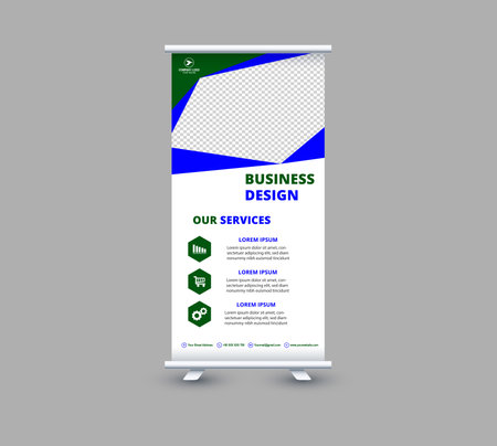 Roll Up Banner Template Design Blue And Green Professional Modern Corporate Vector Illustrationのイラスト素材