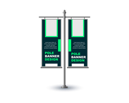 Pole Street Banner Template Design Green Advertisement Promotion Announcement Modern Vector Illustrationのイラスト素材