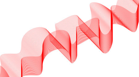 Blend Wavy Lines Curved Red Color Abstract Design Background Vector Illustrationのイラスト素材
