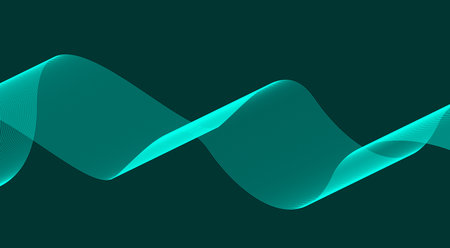 Blend Wavy Curved Smooth Background Cyan Abstract Design Vector Illustration