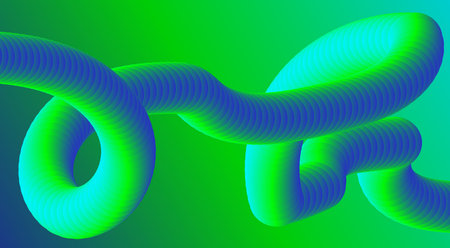 Abstract 3D Blend Flowing Background Green Cyan Color Gradient Design Smooth Art Vector Illustration