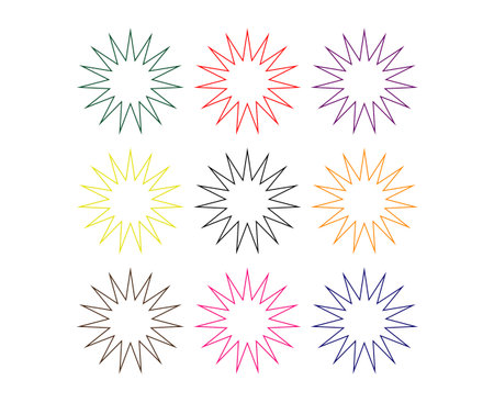 Star Shape Outline Collection Multicolor Element Creative Design Vector Illustrationのイラスト素材