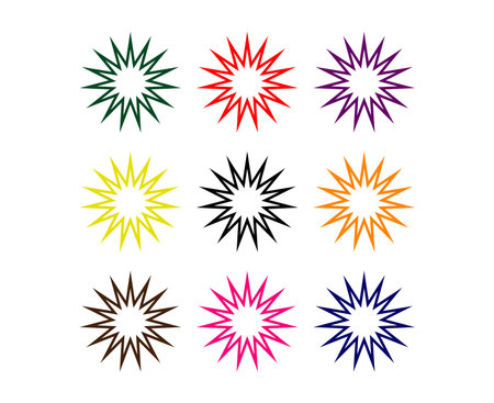 Star Shape Outline Stroke Collection Multicolor Element Creative Design Vector Illustrationのイラスト素材