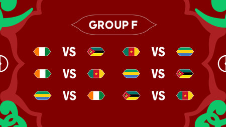 African Nations Morocco 2025 Group F Matches Teams Flags Countries African Football Design Vector Illustrationのイラスト素材