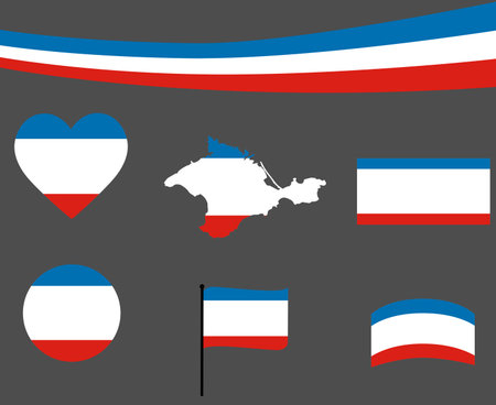 Crimea National Europe Collection Flag Heart Emblem And Map Symbol Icon Vector Illustration Abstract Design Elementのイラスト素材