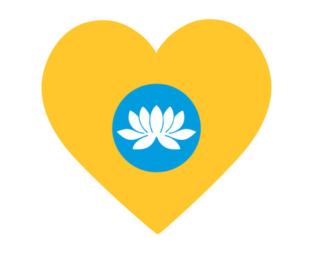 Kalmykia Flag National Europe Flag Heart Emblem Symbol Icon Vector Illustration Abstract Design Elementのイラスト素材