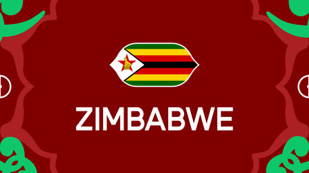 Zimbabwe Flag African Nations Morocco 2025 Emblem Countries Teams African Football Symbol Logo Design Vector Illustrationのイラスト素材