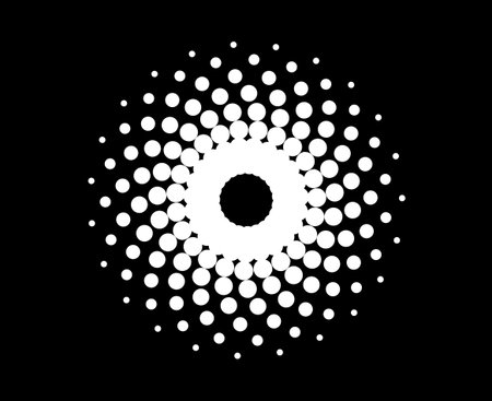 Spiral Circular Dots Pattern Black And White Color Abstract Design Vector Illustration