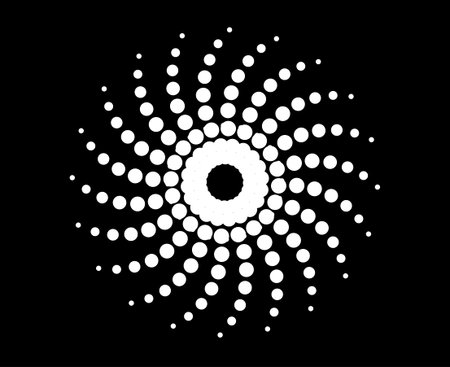 Spiral Dots Pattern Black And White Color Abstract Design Swirl Texture Dynamic Vector Illustrationのイラスト素材