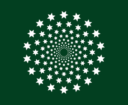 Stars Pattern Circular Spiral Green Color Ornament Texture Abstract Design Vector Illustrationのイラスト素材