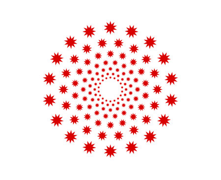 Stars Pattern Spiral Texture Red Color Abstract Design Vector Illustrationのイラスト素材