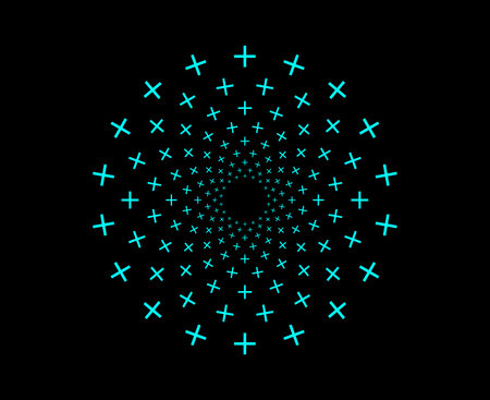 Snowflakes Circular Spiral Pattern Cyan Color Abstract Design Vector Illustration