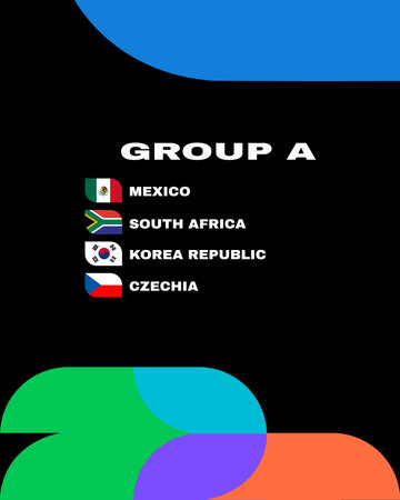 Mexico Czechia Korea And South Africa Flag Countries Group A Symbol Design football Final Vector...