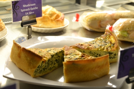 Mushroom quiche slices for saleの写真素材
