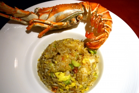 Fried rice with lobster meat and chili shrimp paste in Chinese restaurantの写真素材