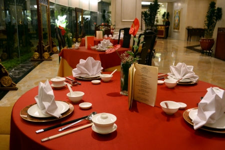 The decor of a Chinese restaurantのeditorial素材