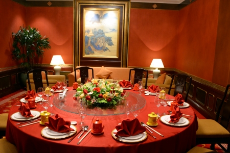 The decor of a Chinese restaurantのeditorial素材