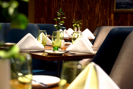 Table setting in fine-dining high class restaurantのeditorial素材