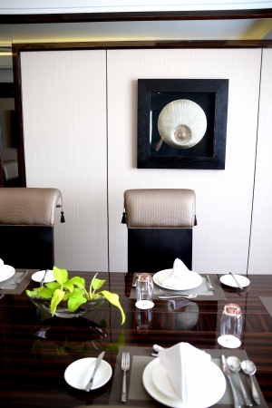 Table setting at luxury refined dining tableのeditorial素材