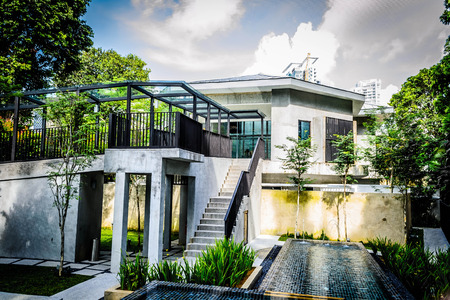 Beautiful house with gardenのeditorial素材