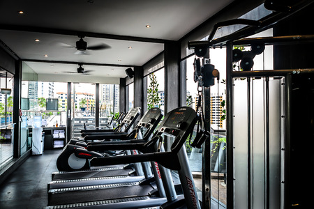 Cardio treadmill in gymのeditorial素材