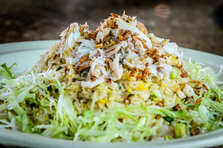 Asparagus Prawn and Crab Meat Fried Riceの写真素材