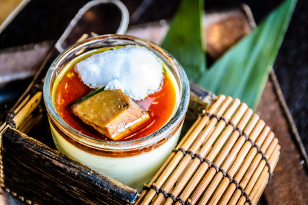 Foie Gras Chawanmushi Steamed egg custard with foie grasの写真素材