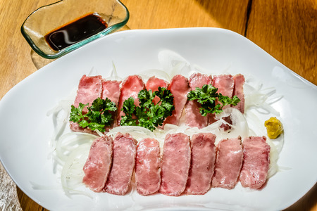 Australian Wagyu Tatoki Cold roasted Australian Wagyu Striploinの写真素材