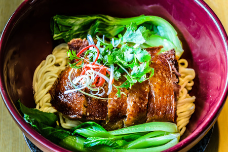 Roast chicken and noodles Chinese cuisineの写真素材