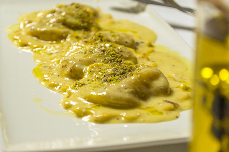 Italian ravioli with cheeseの写真素材