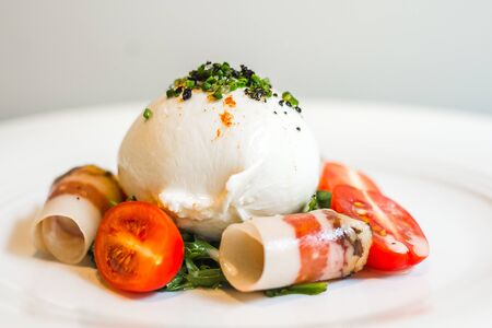 Artigiana Burrata Salad Herb marinated burrata, French cured pork shoulder and salad