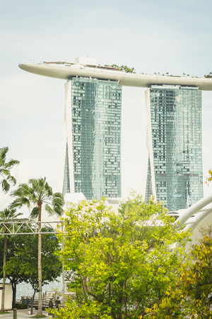 marina bay sands hotel in marina bay in Singaporeのeditorial素材