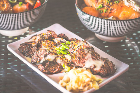 A La Carte grilled Beef Strip served with sauerkraut on  the sideの写真素材