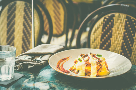 Lasagne alla bolognese Classic Italian homemade pasta layered with
Australian Wagyu beef Bolognese and bÃ©chamel
sauce, grated Grana Padano cheeseの写真素材