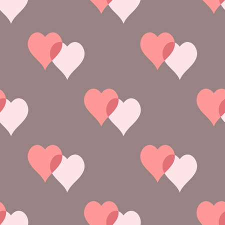 Two hearts merged vector repeat seamless pattern in charcoal and pinkのイラスト素材