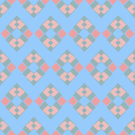 Pink and blue vector seamless repeat pattern with geometric shapesのイラスト素材