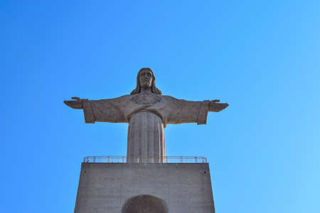 the statue of Christ the king in portugal is located in the city of almada opposite the city of lisbon, the monument 110 meters high dominates the promontory, with a wonderful viewのeditorial素材