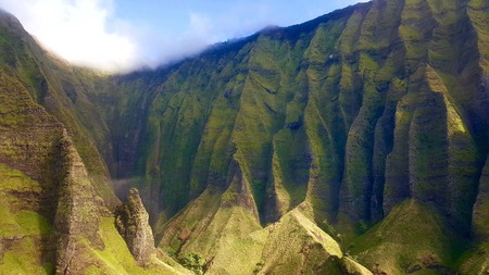 hawaii tour, aerial shot,Na paliの写真素材