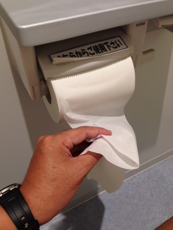 Tissue paper inside a japanese comfort room.の素材