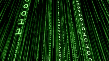 Falling lines of green binary code. Matrix background