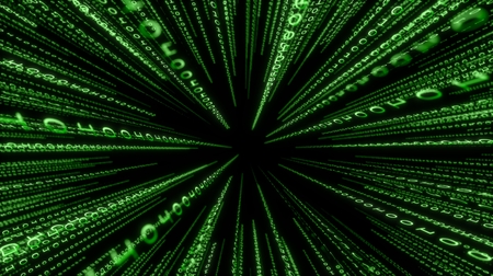 Falling lines of green binary code. Matrix backgroundの写真素材