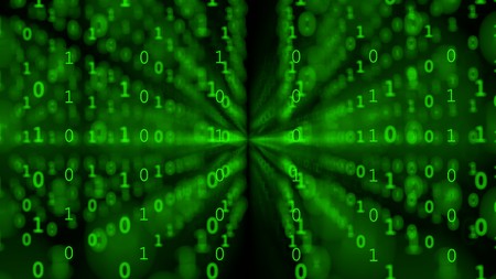 Green binary matrix array backgroundの写真素材