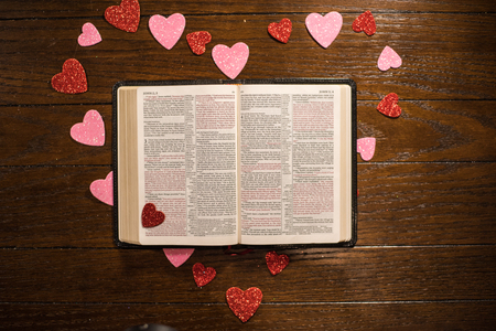 Bible and Heart on Valentines Dayの写真素材