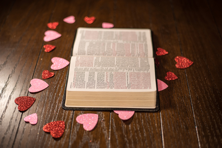 Bible and Heart on Valentines Dayの写真素材