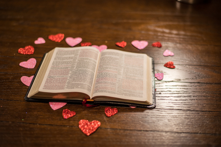 Bible and Heart on Valentines Dayの写真素材