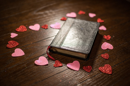 Bible and Heart on Valentines Dayの写真素材