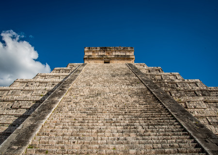 Chichen Itza Mexican Civilization with a Pyramid, Ruins and Village. One of the seventh wonders of...