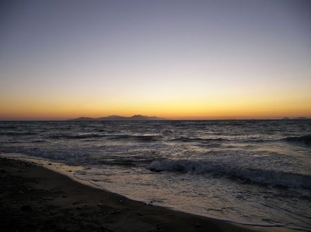 Beautiful sunset at the aegean sea on Kos Island.の写真素材